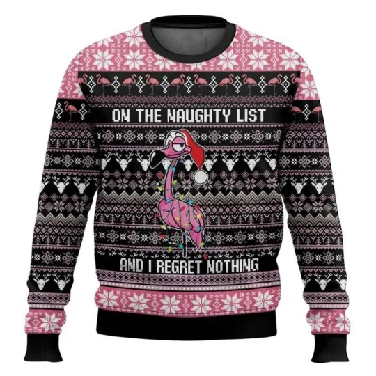 Discover Flamingo Naughty List Ugly Christmas Sweater
