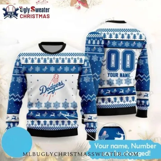 Custom Name Dodgers Ugly Christmas Sweater