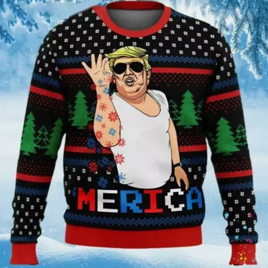 Discover Trump Funny America Ugly Christmas Sweater, Trump Ugly Sweater