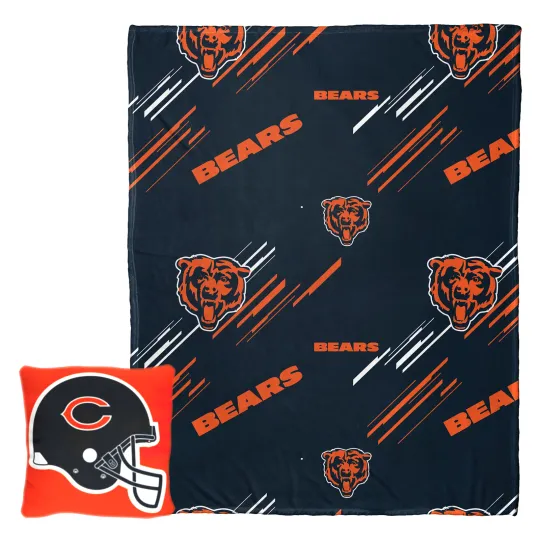 football Chicago Slashed Pillow and Throw Blanket Set, Christmas Gift