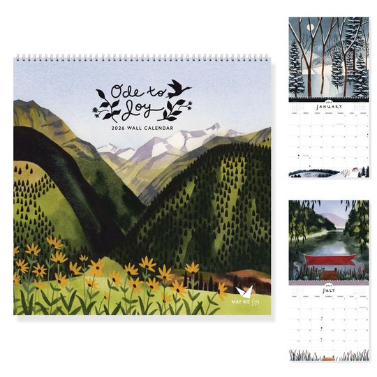 Discover 2026 Ode to Joy Wall Calendar | Hand-Painted Watercolor Landscape Appointment Calendar