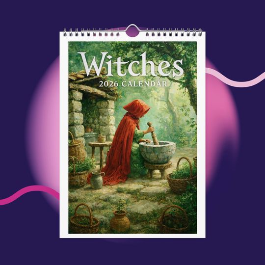 Discover 2026 Witches in Cottages Calendar  Watercolor Witchcore Wall Calendar for Wiccan, Pagan & Cottagecore Aesthetic  Herbal Magic