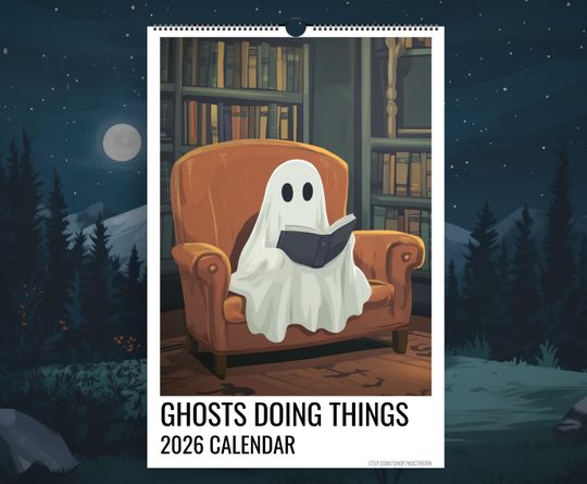 Discover 2026 Ghost Calendar, Monthly Wall Calendar, 2026 Spooky Calendar, Cute Ghost Monthly Calendar, Ghosts Doing Things