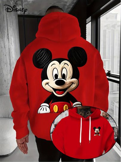 Discover Disney Mickey Mouse Men's Hoodie Autumn Winter Casual Unisex Pullover Sweatshirt Tracksuit Clothing Hoody Oversized Streetwear