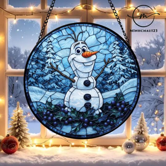 Olaf Snowman Acrylic Suncatcher Christmas Window Ornament Holiday Decoration