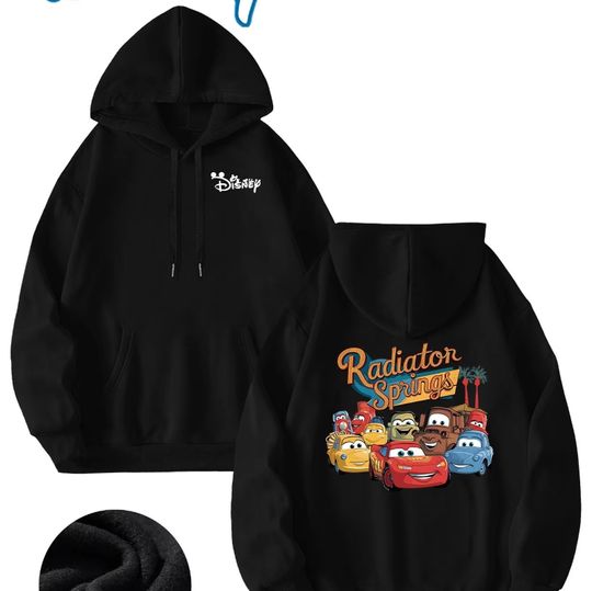 Discover Disney Car Lightning McQueen Men's Hoodie Autumn and Winter Casual Oversized Men's Pullover Sportswear Hoodie