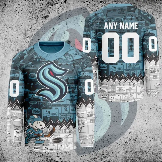 Discover Personalized Seattle Kraken Peanuts 75th Anniversary Hockey Shirt Men's Fan Gear