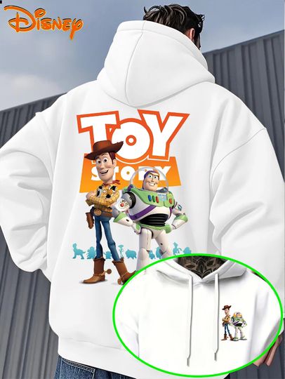 Discover Disney Toy Story Men's Hoodies Buzz Lightyear Pullover Sweatshirt Loose Hooded Sweater Fans Birthday Gifts Movie Night Casual