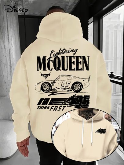 Discover Disney Motors Lightning McQueen Hoodie - Official Movie No. 95 Pullover Sweatshirt Men's Machine Washable Pullover