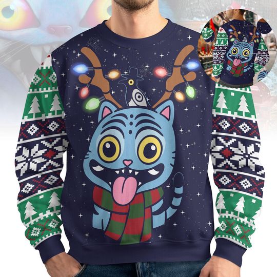 Tiger Costume Ugly Sweater, Demon Hunter Sweater, Derpy Tiger Ugly Christmas Sweater, Christmas Ugly Sweater, Kpop Christmas Gift