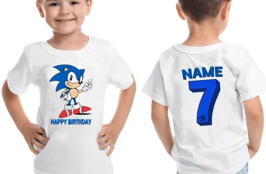 Sonic The Hedgehog Personalized Birthday Kids T-Shirt Boys Girls Party Top