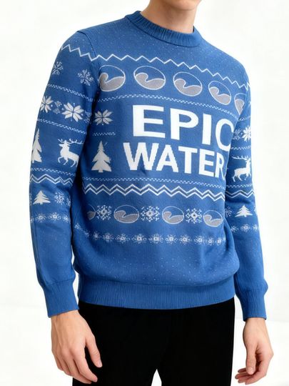 2025 New Blue round neck Christmas Ugly Sweater, Autumn/Winter Gifts, Couples' Casual Fashion Christmas Party Costumes