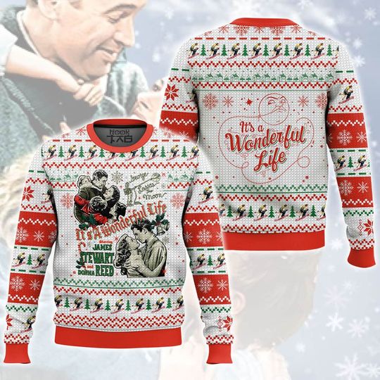 Discover It’s A Wonderful Life George And Mary Ugly Christmas Sweater Funny Holiday Party Pullover Xmas Sweaters for Men Women Xmas Gift