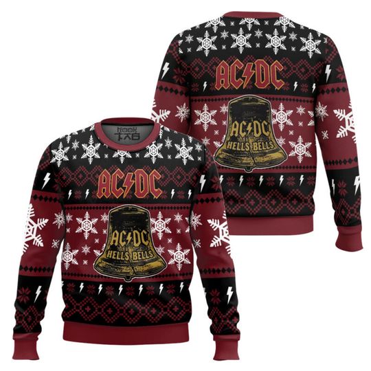 Discover AC-DC Ugly Christmas Sweaters Funny Holiday Party Pullover Angus Young Band Plus Size Xmas Sweaters for Men Christmas Gift 2026