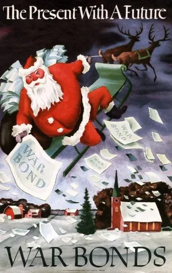 Discover Vintage War Bonds Poster The Present with a Future Xmas Historical Wall Decor