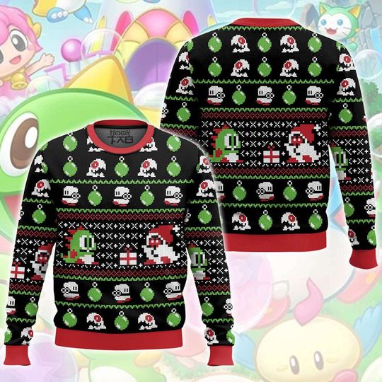 Discover NES Bubble Bobble Ugly Christmas Sweater Funny Holiday Party Pullover Plus Size Xmas Sweater for Men Women Xmas Gift 2026