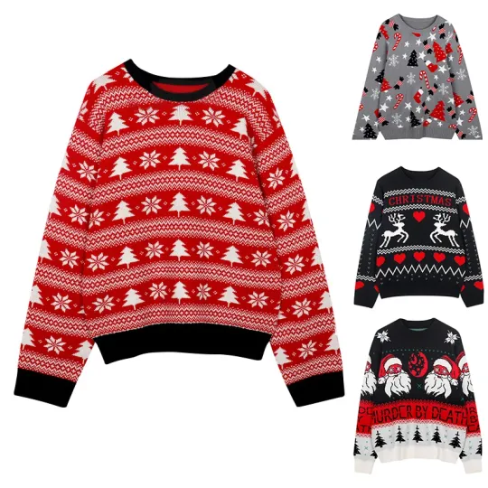 Discover Ugly Christmas Sweater Women Knitted Sweater Xmas Pullover Tops Casual Long Sleeve Knitwear Winter Jumpers Women Clothes