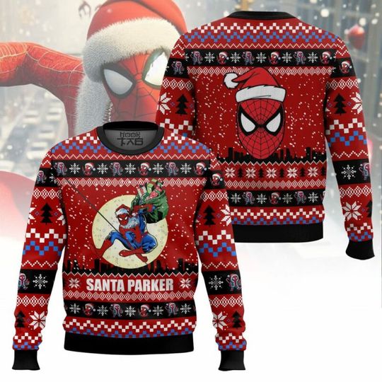 Discover Marvel Spider Man Transforms Into Santa Claus Creative Christmas Ugly Sweater Pullover Christmas Red Christmas Party Gift