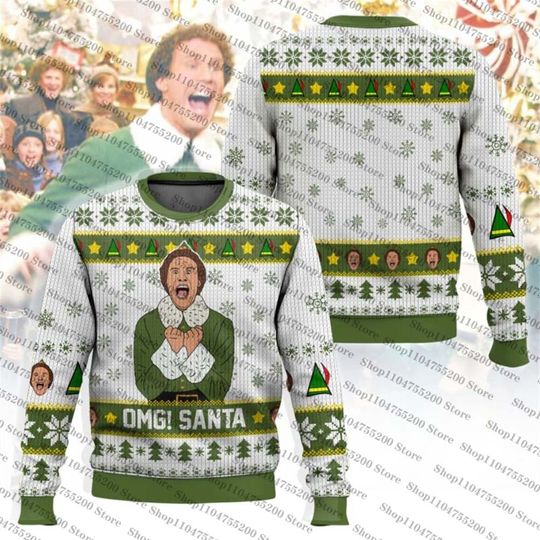 Buddy the Elf Ugly Christmas Sweater Holiday Sweatshirt Men Women Pullover Xmas Santa2026New Hot Sale Top Round Neck Long Sleeve