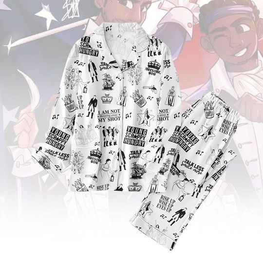 Discover Hamilton Musical Christmas Pajama Set for Women, Holiday Loungewear, Xmas Gift