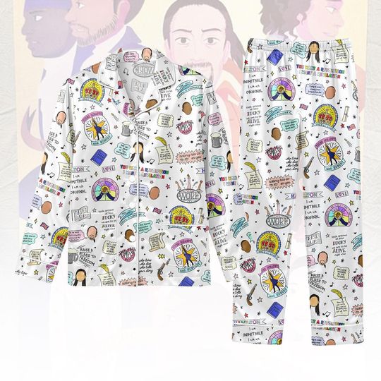 Discover Hamilton Musical Satin Christmas Pajamas Set for Women