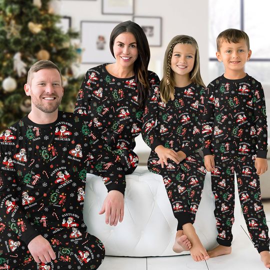 Discover Santa Says Six Seven Matching Family Pajama Set, Funny 67 Christmas Lounge Wear, Teen Xmas Sleepwear