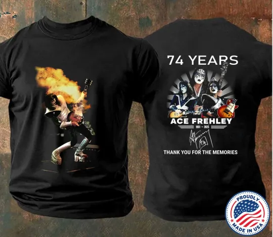 Discover Ace Frehley Guitar T-Shirt, 74 Years 1951–2025 Anniversary Tee