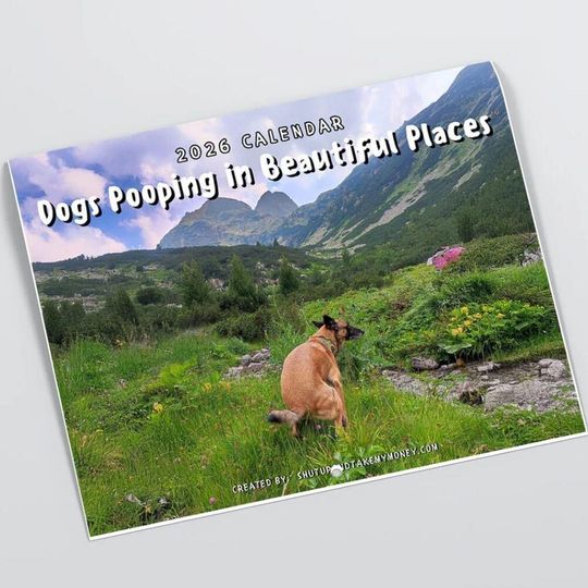 Discover Dogs Pooping in Beautiful Places 2026 Calendar - Great Gag Gift White Elephant Secret Santa Dog Lovers