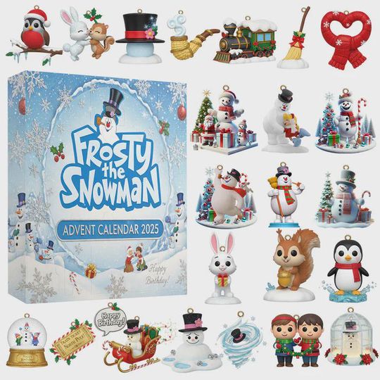 Frosty the Snowman Advent Calendar 2025, 24 Days of Frosty, Karen & Christmas Character Ornaments, Holiday Movie Gift