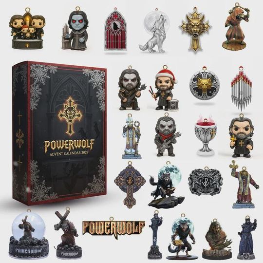 Discover Powerwolf Advent Calendar 2025, 24 Days of Metal Icon & Wolf Sacrament Ornaments, Power Metal Fan Collector Gift Set
