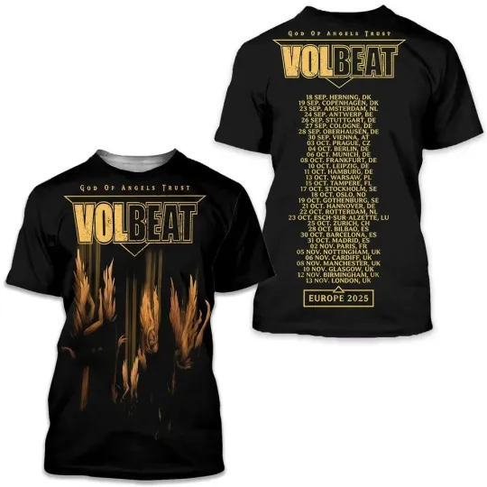 Discover Volbeat God Of Angels Trust Europe 2025 Tour 3D T-Shirt