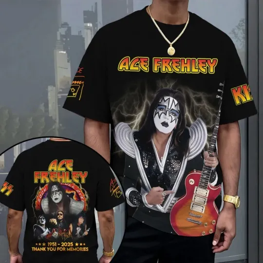 Discover Ace Frehley 1951-2025 Thank You For Memories 3D Apparel T-shirt