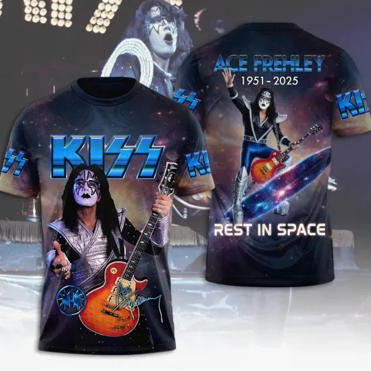 Discover Ace Frehley 1951-2025 Rest In Space T-shirt 3D Apparel