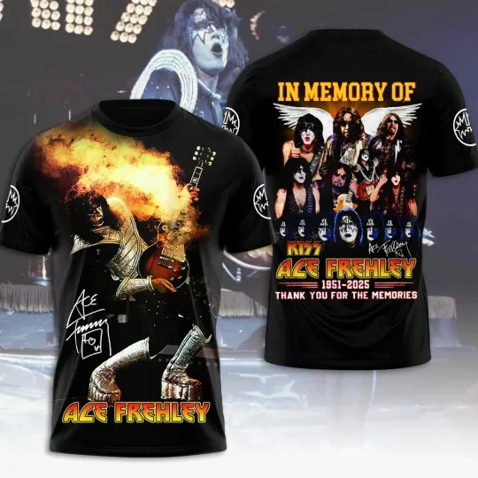 Discover Ace Frehley Thank You 1951-2025 3D Apparel T-shirt All Size