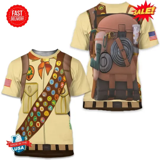 Up movie costume,Russell Shirt, Wilderness Explorer Costume 3D Shirt
