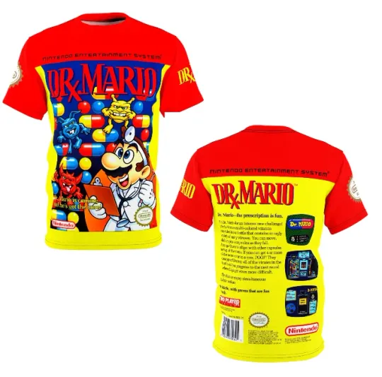 Discover Dr. Mario 1990 Nes Retro Vintage Nintendo Video Game Cover 3D T-Shirt