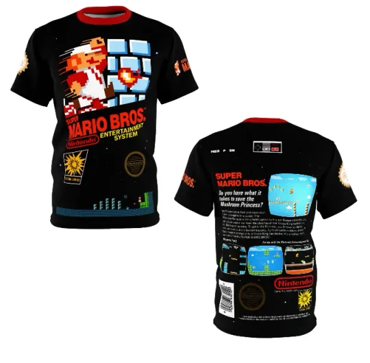 Super Mario Bros. 1985 Nintendo Video Game Cover 3D T-Shirt