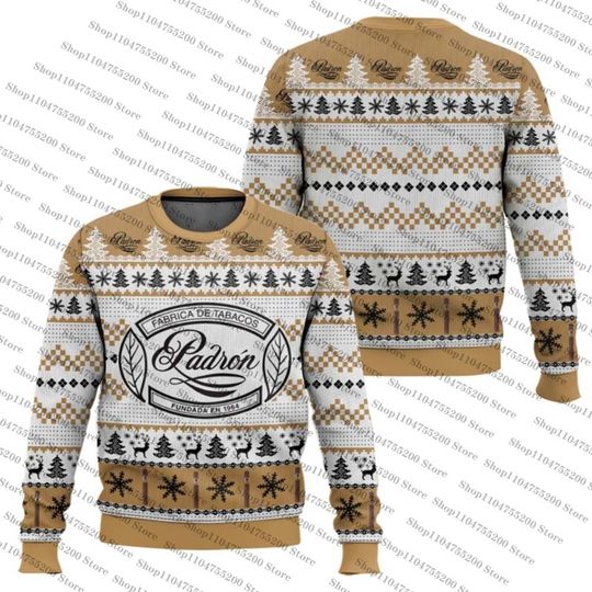 Discover Brown White Cigar Holiday Sweater I’ts Time Amazing Gift Idea Ugly Christmas Sweater Graphic Sweatshirt 2026Pullover New Jumper