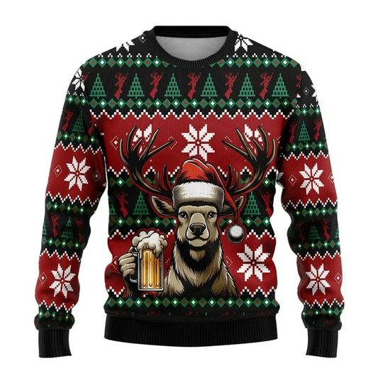 Discover Men's high-quality creative, interesting, cute and ugly 2026 new men's Christmas sweater with multiple Christmas patterns pullov
