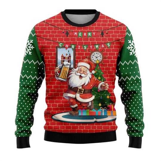 Discover Ugly men's top pullover with Christmas elements 2026 loose, fashionable, comfortable, high-quality men's top
