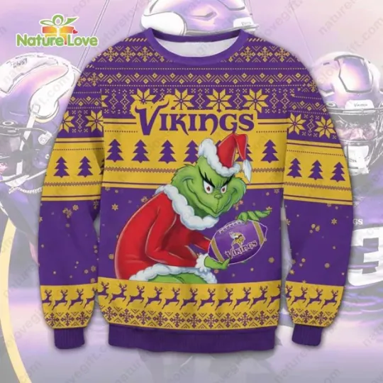 Discover Minnesota funny character Vikings Christmas Ugly Sweater funny character Football Ugly Sweater