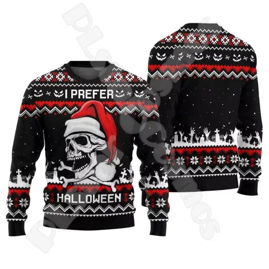 Discover Halloween Christmas Santa Claus graffiti retro retro winter ugly sweater 3DPrint Harajuku casual funny long sleeved pullover