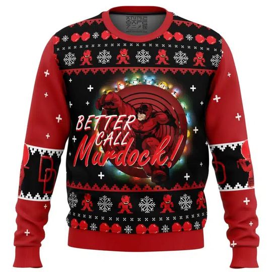 New Marvel Christmas Ugly Sweater With Daredevil Red And Black As The Main Colors Pixel Style Festive Atmosphere Fashion