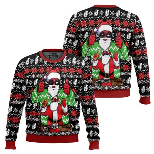 Discover Marvel Deadpool Santa Claus Funny Double Styles Christmas Ugly Sweater Snowflake Red Festival Atmosphere Creative Trendy Fun