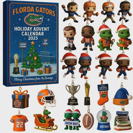 Discover Florida Gators Advent Calendar 2025, Christmas Countdown Advent Calendar Gift Box With 24 Acrylic Ornaments