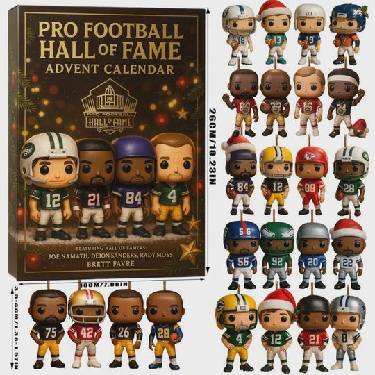 Discover football Pro Football Hall Of Fame Advent Calendar, Christmas Countdown Advent Calendar Gift Box With 24 Acrylic Ornaments