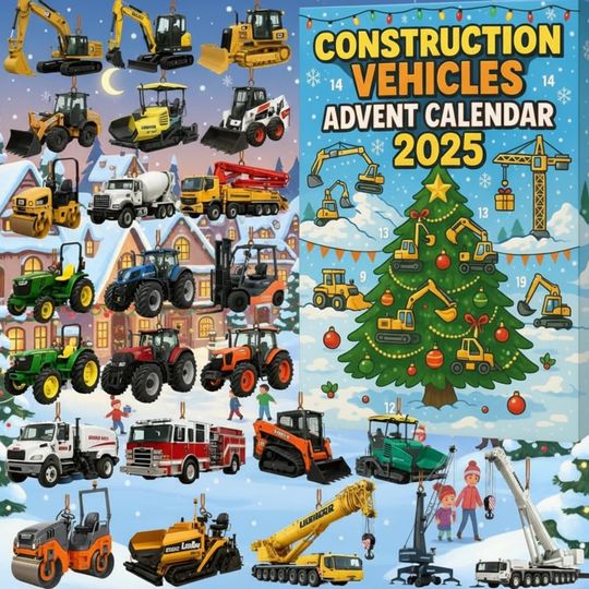 Discover Construction Vehicles Advent Calendar 2025, 24 Mini Truck Toys