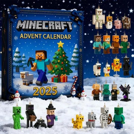 Minecraft Advent Calendar 2025, Christmas Countdown Box Set with 24 Mini Figures Holiday Gift for Kids
