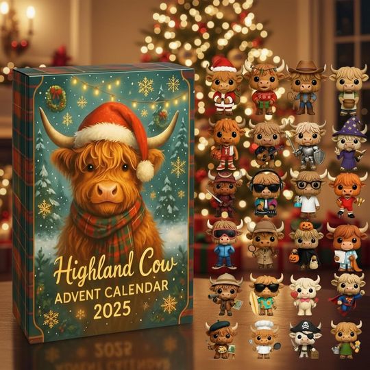Discover Highland Cow Advent Calendar 2025, Collectible Mini Figurines Set
