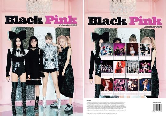 2026 Black Pink Wall Calendar
